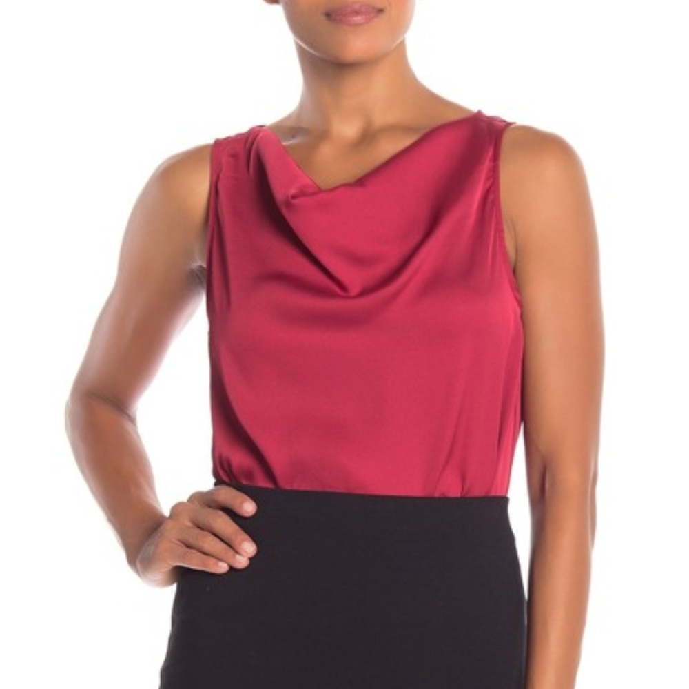 Pleione Cowl Neck Satin Woven Blouse